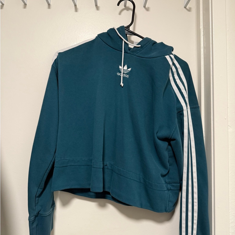Adidas Dark Teal Hoodie with White Accents